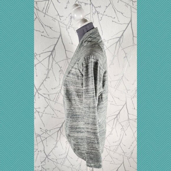 J76 White Gray Spacedye Bamboo Cotton Open Circle Cardigan - Picture 2 of 4